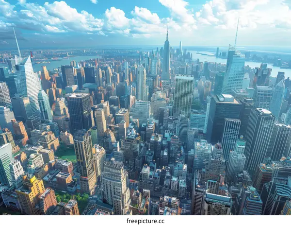 Manhattan Skyline with Hudson River and Central Park