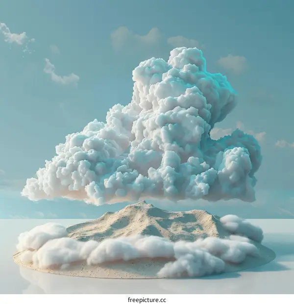 Dreamy White Island in the Clouds