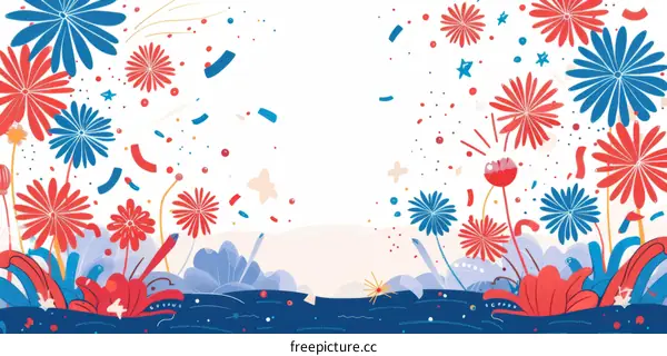 Red, White and Blue Floral 4th of July Background