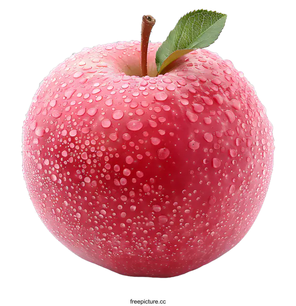 [Transparent Background PNG]Red apple with water drops