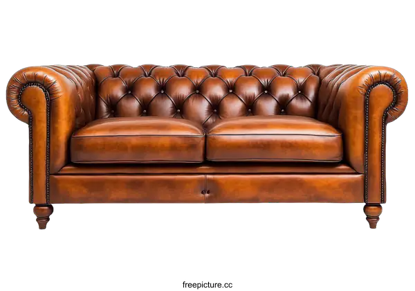 [Transparent Background PNG]Classic Chesterfield Leather Sofa