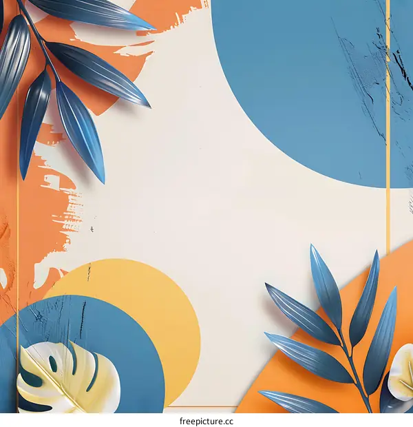 Abstract Summer Background with Blue Leaves