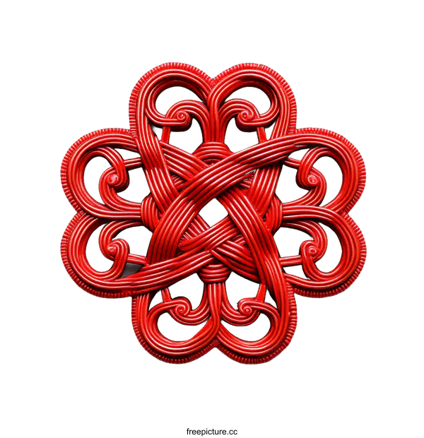 [Transparent Background PNG]Intricate Red Knotted Decorative Design