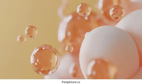 Abstract Composition of Floating Bubbles and Geometric Forms