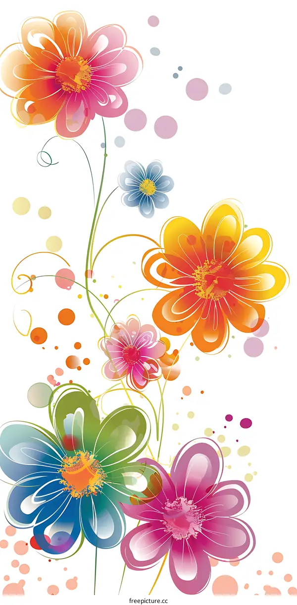 Colorful Floral Design With White Background