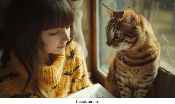Woman and Cat by the Window