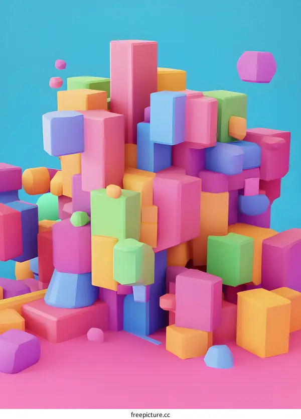 Abstract Geometric Shapes Background Design with Colorful Blocks