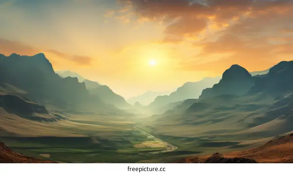 Sunset Over a Majestic Canyon