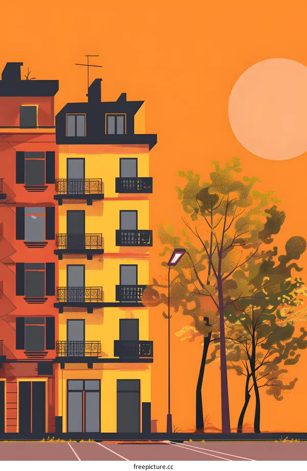 Yellow Building With Trees in Front of It