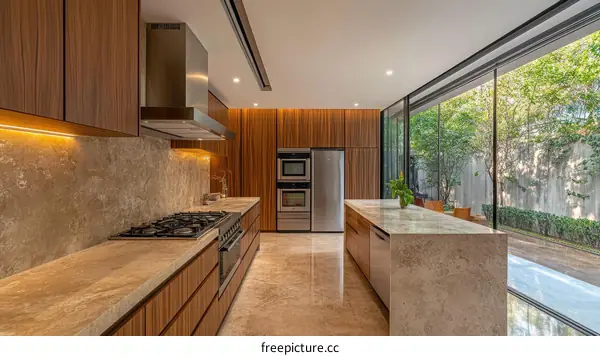 Modern Kitchen with Large Glass Doors