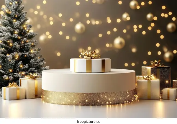 Christmas Gift Display Scene with Decorated Presents