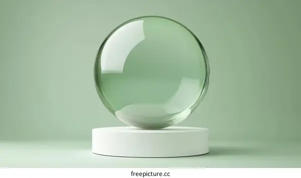 Abstract Glass Sphere on a White Pedestal