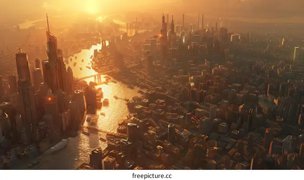 Futuristic City Skyline with Advanced Architecture