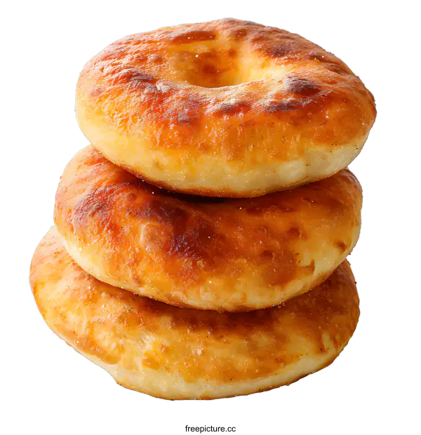 [Transparent Background PNG]Three stacked donuts on a white background