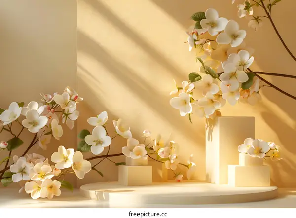 White Flowers Against a Yellow Backdrop