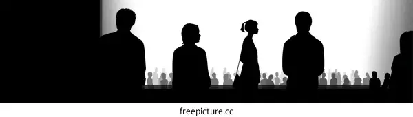 Silhouette of People in a Crowd
