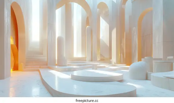 Modern Minimalist White Architectural Interior Design