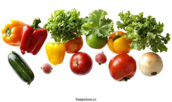 [Transparent Background PNG]Assortment of Fresh Colorful Vegetables and Fruits
