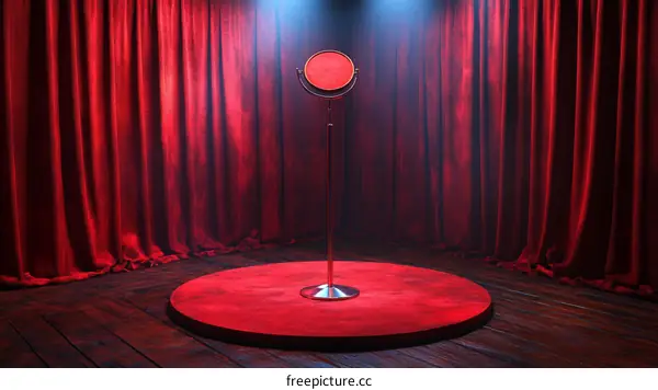 Vintage Microphone Stage Setting Illustration