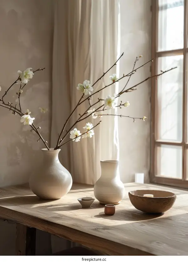 Tranquil Still Life: Floral Arrangement in a Serene Interior