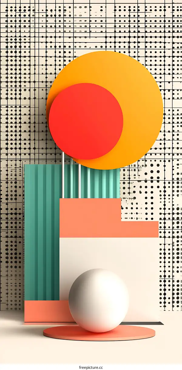 Abstract Geometric Shapes with Circles and Stripes