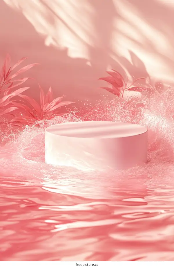 Pink Abstract Product Display Background with Water Effect