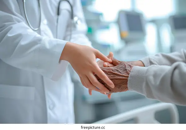 Doctor holding patient's hand