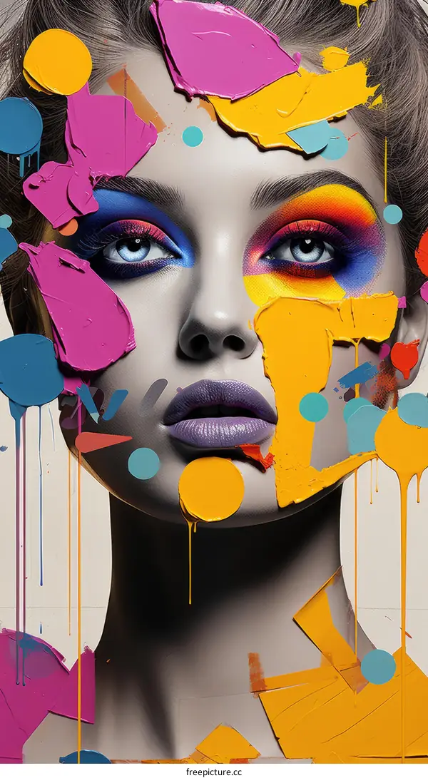 Vibrant Face Paint Portrait of a Woman