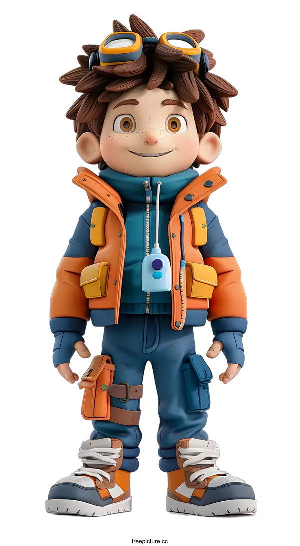 [Transparent Background PNG]Cartoon Boy Character in Winter Outfit