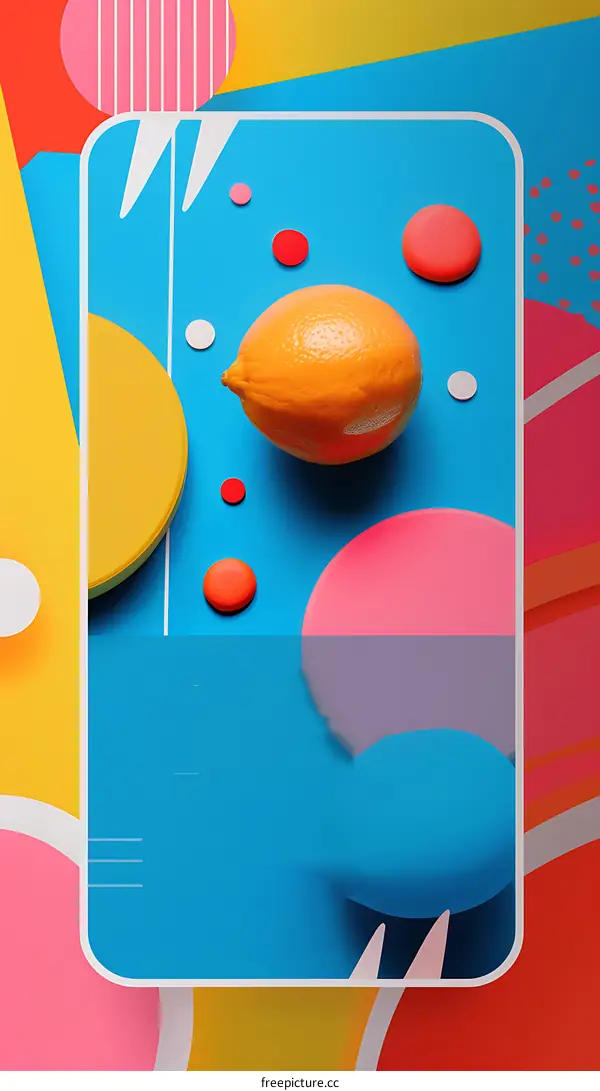 Colorful Abstract Design with Lemon on a Smartphone Screen