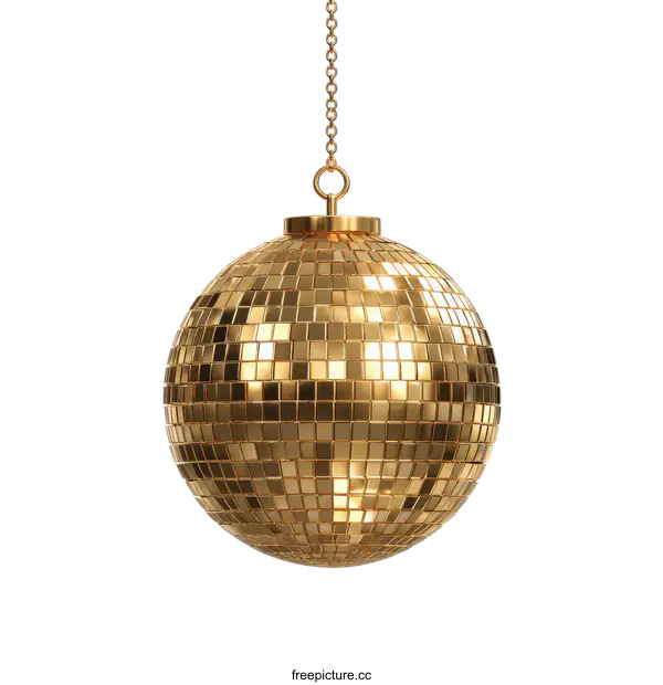 [Transparent Background PNG]Golden Disco Ball Hanging Ornament