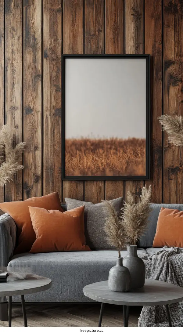 Rustic Living Room with Autumnal Artwork