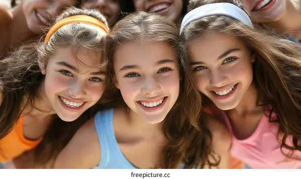 Three Teen Girls Smiling and Close Together
