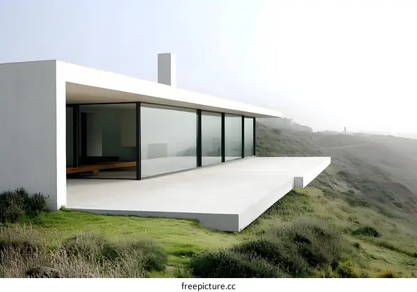 Modern Architecture House with Large Windows and a View of the Ocean