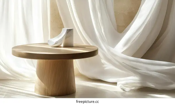 Modern Wooden Coffee Table with Marble Decor