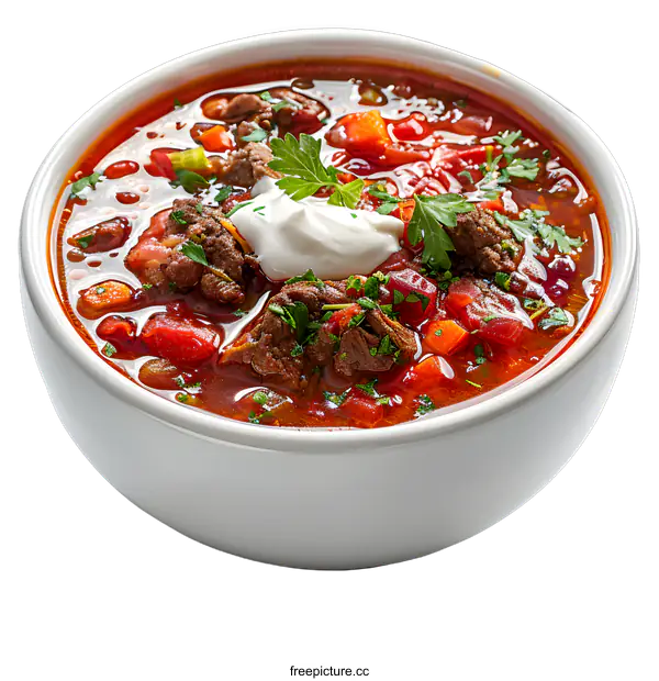 [Transparent Background PNG]Bowl of delicious soup with meat and vegetables