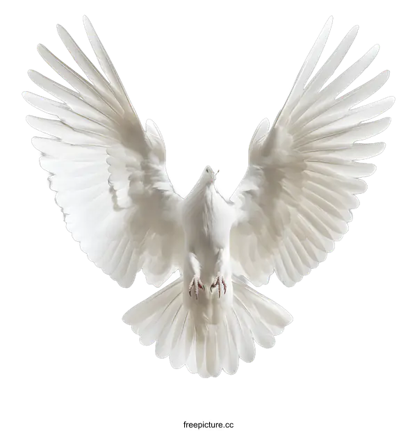 [Transparent Background PNG]White dove in flight with wings spread