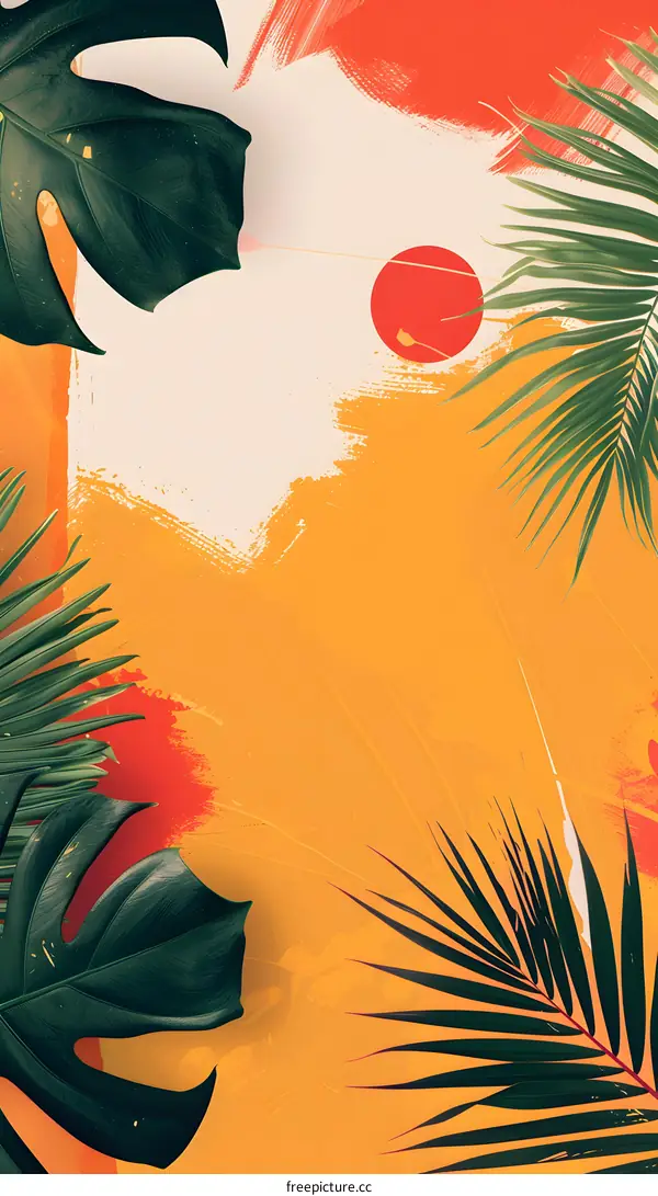 Tropical Leaves on Abstract Background