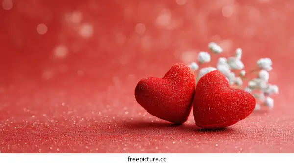 Two Red Hearts on a Red Background