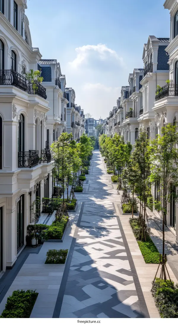 Elegant Residential Street with Exquisite Paving