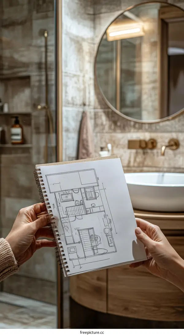 Bathroom Design Plan Presented by Two People