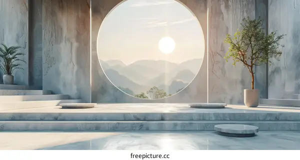 Modern Minimalist Architecture with Mountain View