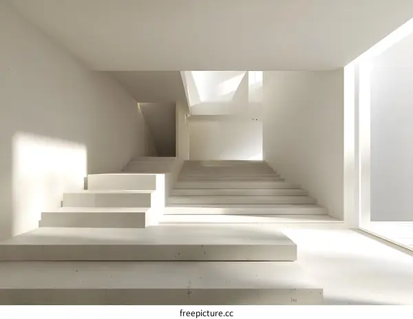 Minimalist Staircase Interior Design with Sunlight