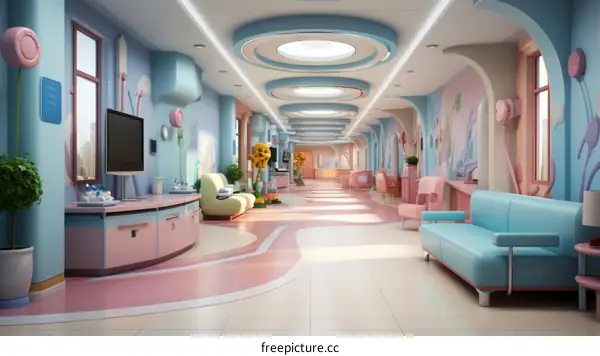Colorful and Playful Children's Hospital Hallway