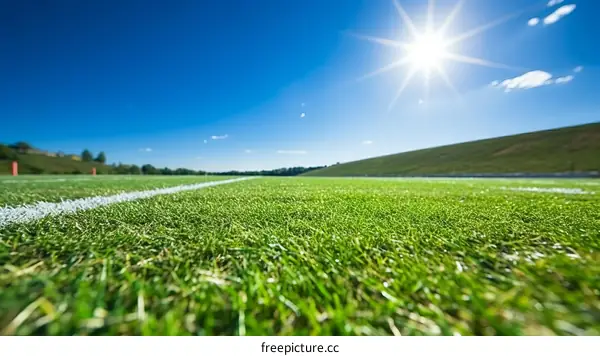 American Football Field Under the Bright Sun