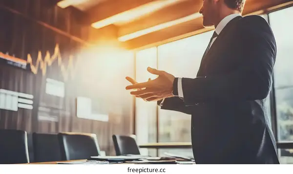 Businessman Giving Presentation in Conference Room