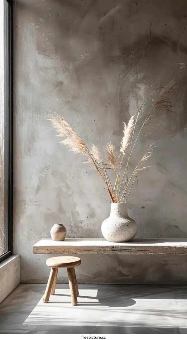 Minimalist interior design with a focus on natural materials and textures