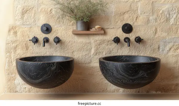 Modern Minimalist Black Wooden Washbasin