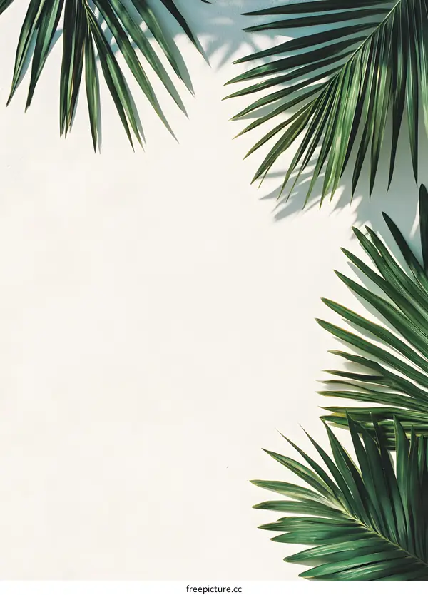 Green Palm Leaves On White Background