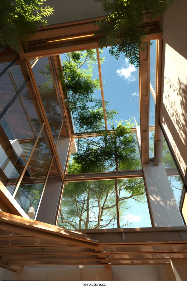 Modern Architecture Design with Skylight and Trees